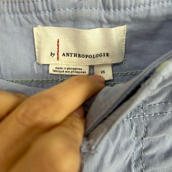 Anthropologie Flared Cropped Pants in Light Blue - Picture 7 of 9